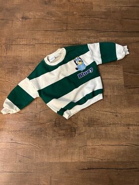 Zara Green and White Striped Kids Sweatshirt
